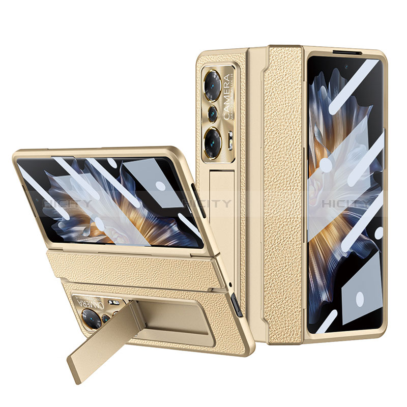 Funda Bumper Lujo Cuero y Plastico Mate Carcasa ZL1 para Huawei Honor Magic Vs Ultimate 5G Oro