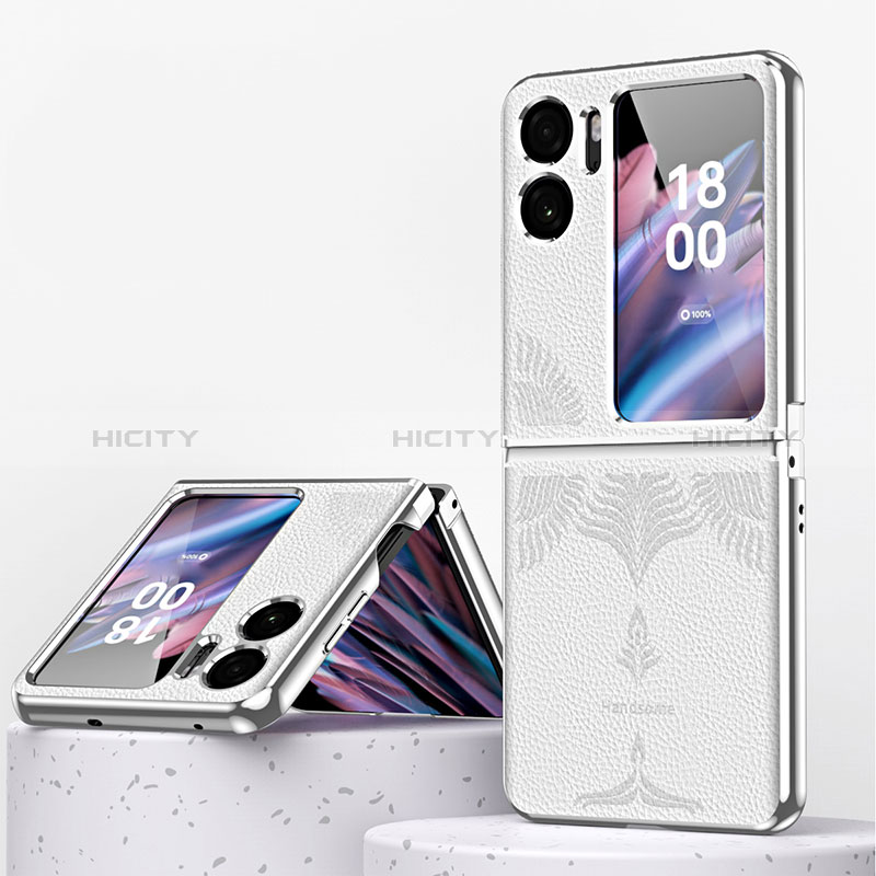 Funda Bumper Lujo Cuero y Plastico Mate Carcasa ZL1 para Oppo Find N2 Flip 5G