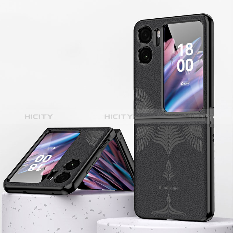 Funda Bumper Lujo Cuero y Plastico Mate Carcasa ZL1 para Oppo Find N2 Flip 5G