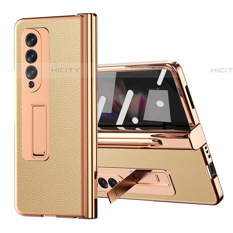 Funda Bumper Lujo Cuero y Plastico Mate Carcasa ZL1 para Samsung Galaxy Z Fold4 5G Oro