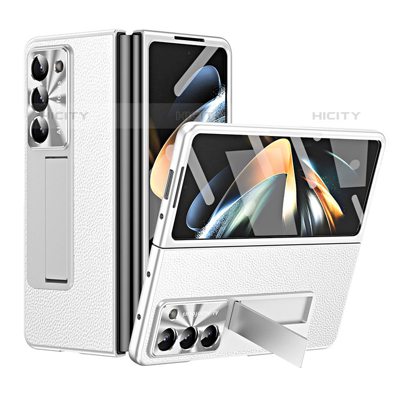 Funda Bumper Lujo Cuero y Plastico Mate Carcasa ZL1 para Samsung Galaxy Z Fold5 5G Blanco