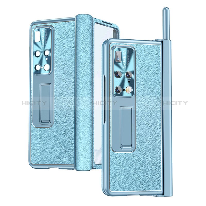 Funda Bumper Lujo Cuero y Plastico Mate Carcasa ZL10 para Huawei Mate X2 Azul Cielo