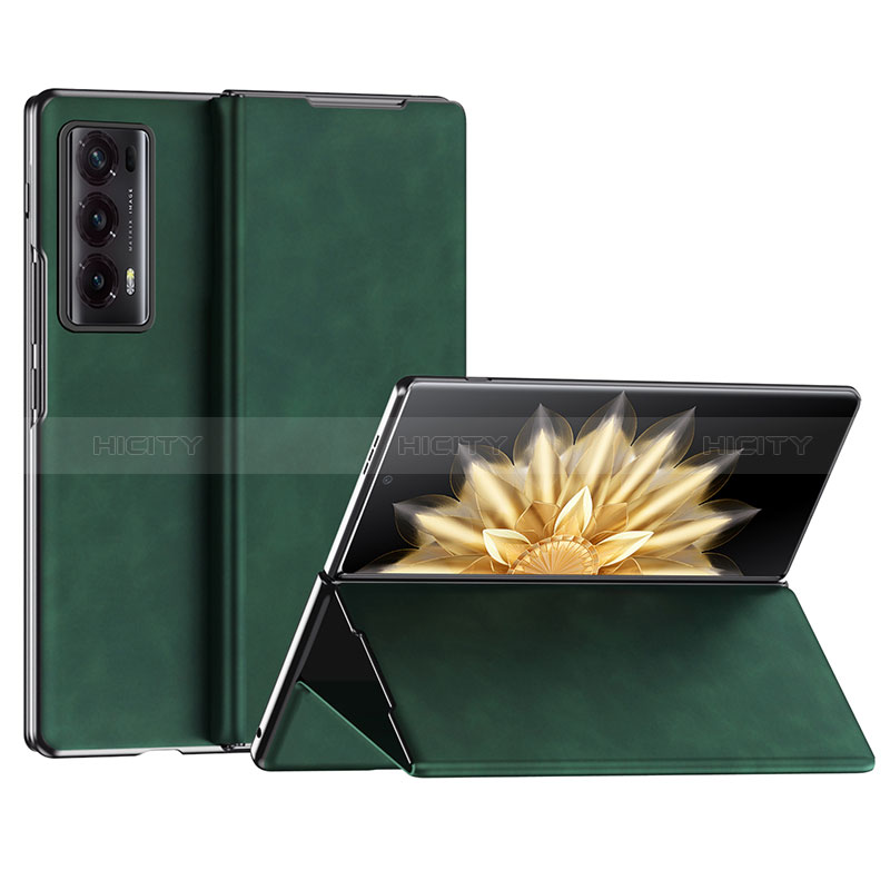 Funda Bumper Lujo Cuero y Plastico Mate Carcasa ZL2 para Huawei Honor Magic V2 5G Verde