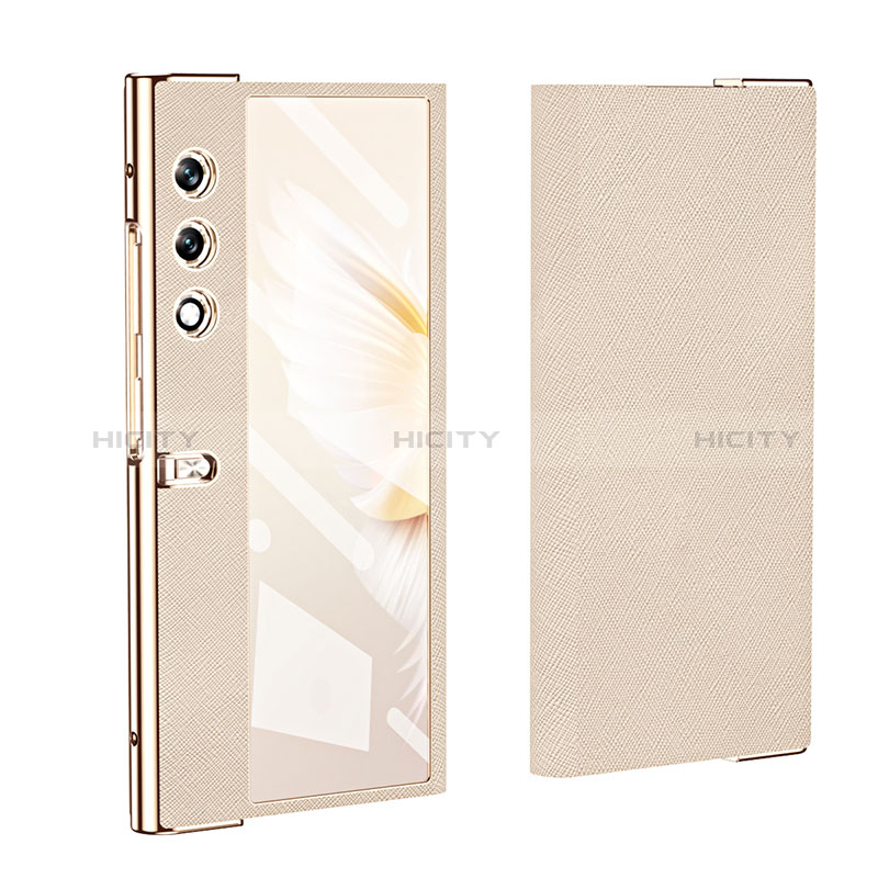 Funda Bumper Lujo Cuero y Plastico Mate Carcasa ZL2 para Huawei Honor V Purse 5G Oro