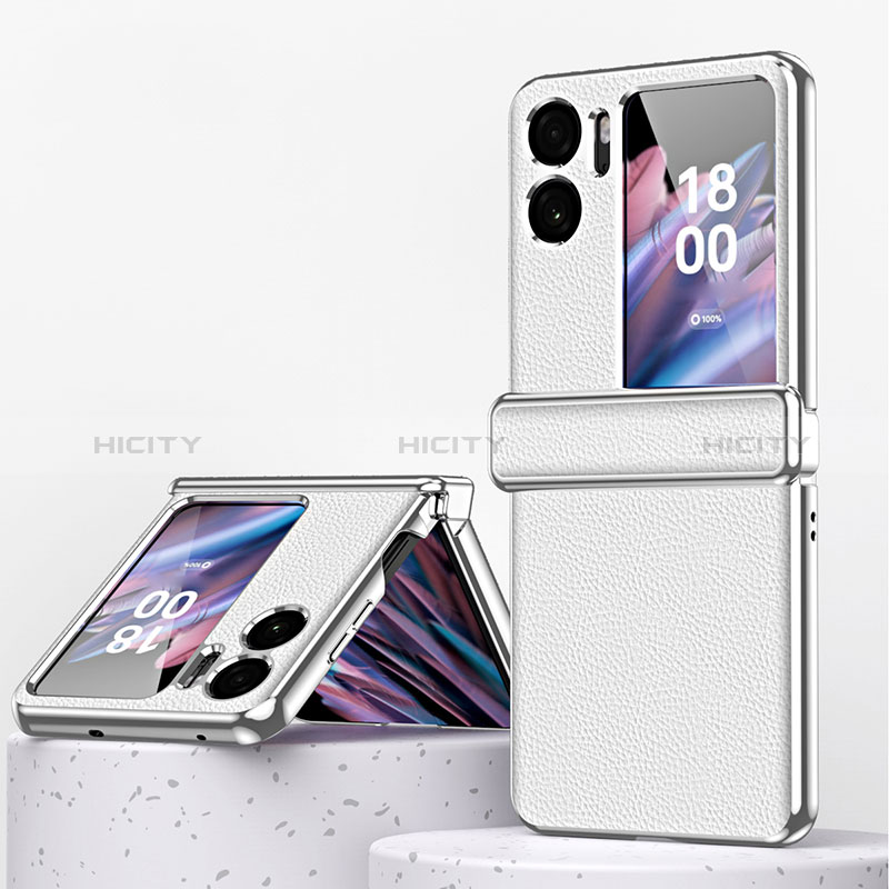 Funda Bumper Lujo Cuero y Plastico Mate Carcasa ZL2 para Oppo Find N2 Flip 5G