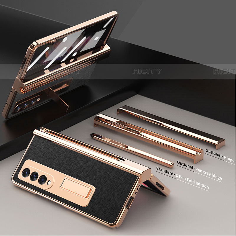 Funda Bumper Lujo Cuero y Plastico Mate Carcasa ZL2 para Samsung Galaxy Z Fold4 5G