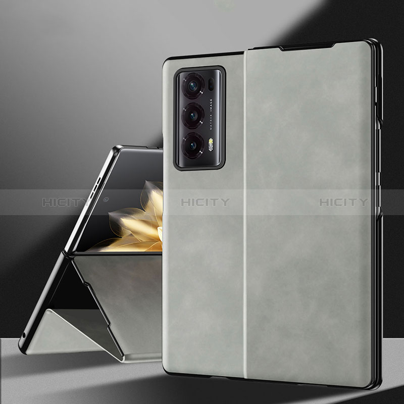 Funda Bumper Lujo Cuero y Plastico Mate Carcasa ZL3 para Huawei Honor Magic V2 5G Gris