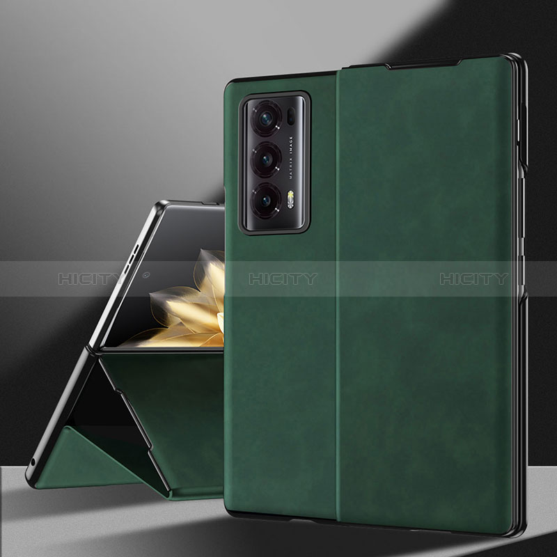 Funda Bumper Lujo Cuero y Plastico Mate Carcasa ZL3 para Huawei Honor Magic V2 5G Verde