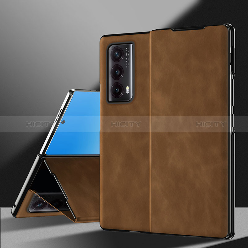 Funda Bumper Lujo Cuero y Plastico Mate Carcasa ZL3 para Huawei Honor Magic Vs2 5G Marron