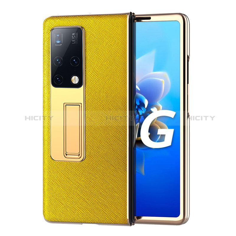 Funda Bumper Lujo Cuero y Plastico Mate Carcasa ZL3 para Huawei Mate X2 Amarillo