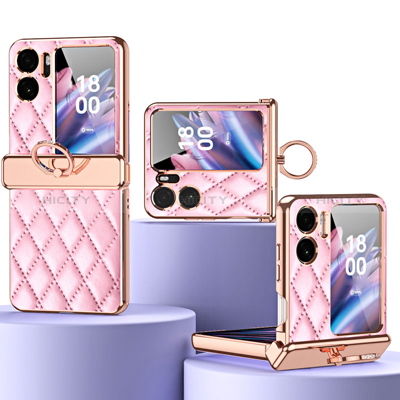 Funda Bumper Lujo Cuero y Plastico Mate Carcasa ZL3 para Oppo Find N2 Flip 5G