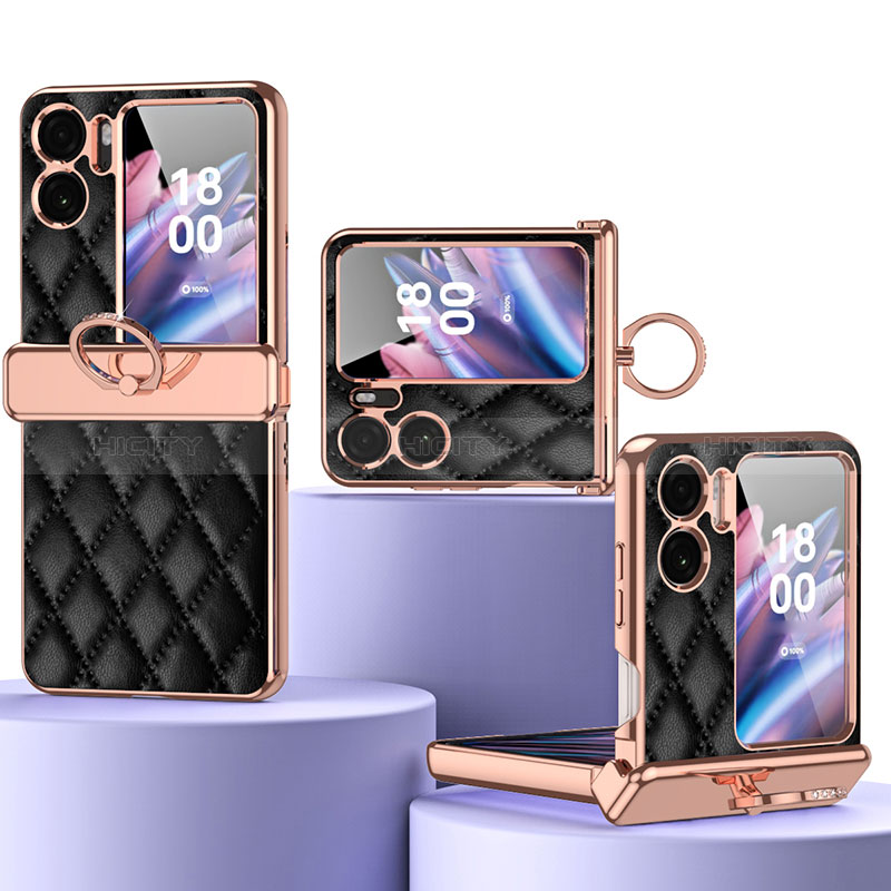 Funda Bumper Lujo Cuero y Plastico Mate Carcasa ZL3 para Oppo Find N2 Flip 5G