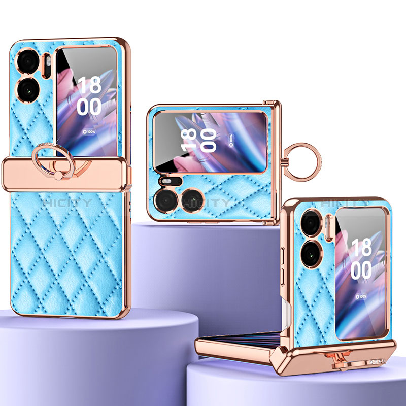 Funda Bumper Lujo Cuero y Plastico Mate Carcasa ZL3 para Oppo Find N2 Flip 5G