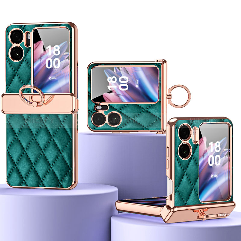 Funda Bumper Lujo Cuero y Plastico Mate Carcasa ZL3 para Oppo Find N2 Flip 5G