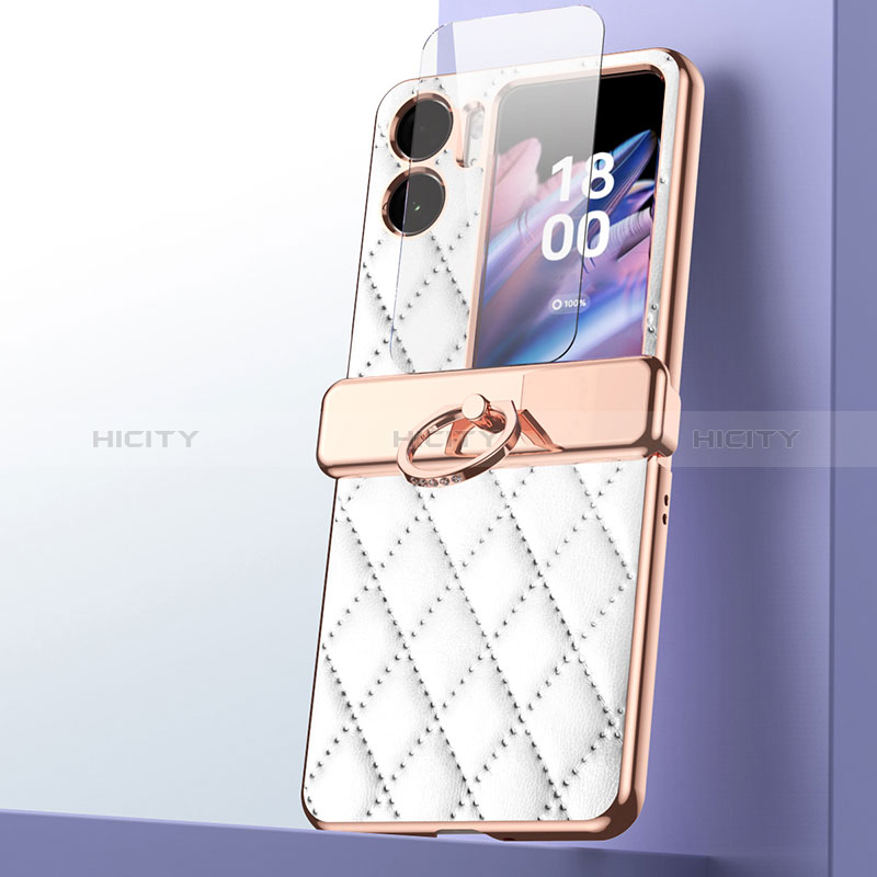 Funda Bumper Lujo Cuero y Plastico Mate Carcasa ZL3 para Oppo Find N2 Flip 5G