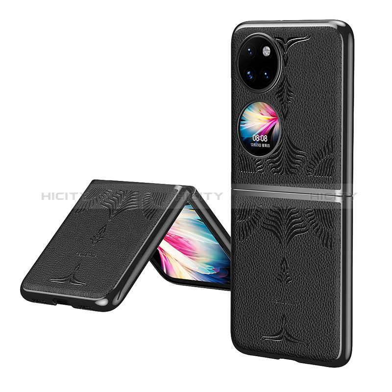 Funda Bumper Lujo Cuero y Plastico Mate Carcasa ZL4 para Huawei P50 Pocket