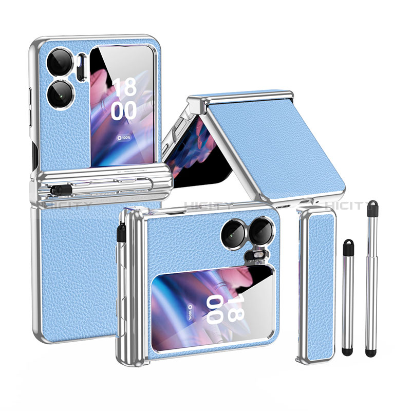 Funda Bumper Lujo Cuero y Plastico Mate Carcasa ZL4 para Oppo Find N2 Flip 5G