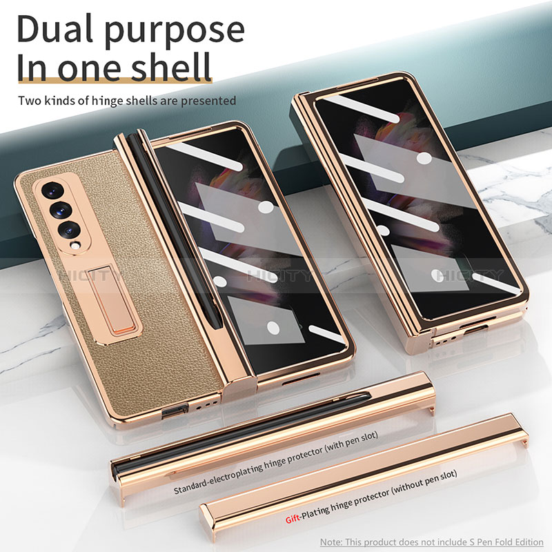 Funda Bumper Lujo Cuero y Plastico Mate Carcasa ZL4 para Samsung Galaxy Z Fold3 5G