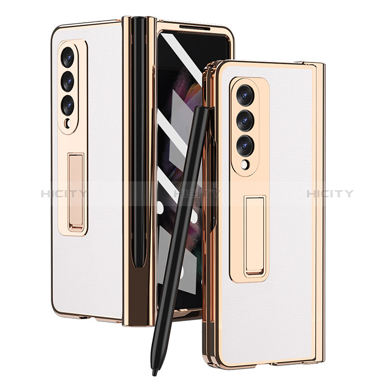 Funda Bumper Lujo Cuero y Plastico Mate Carcasa ZL4 para Samsung Galaxy Z Fold3 5G