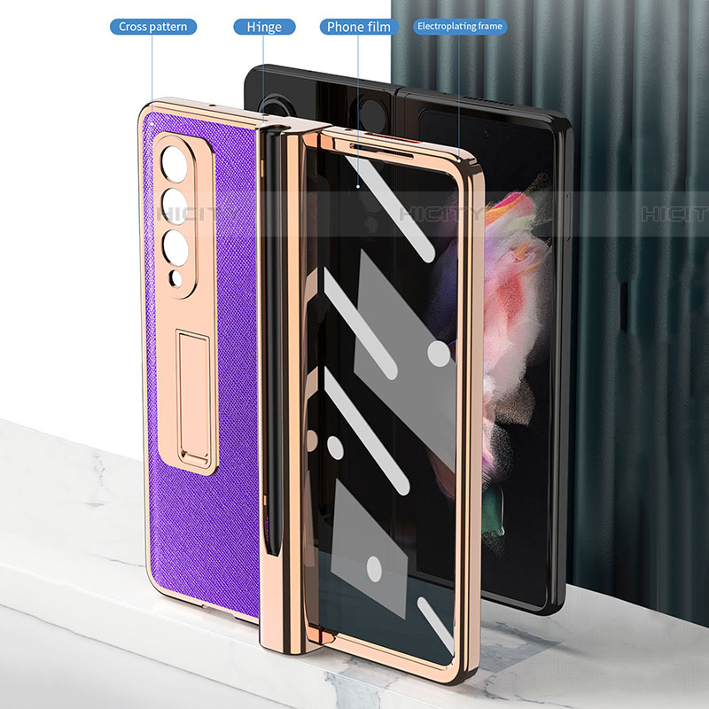 Funda Bumper Lujo Cuero y Plastico Mate Carcasa ZL5 para Samsung Galaxy Z Fold4 5G