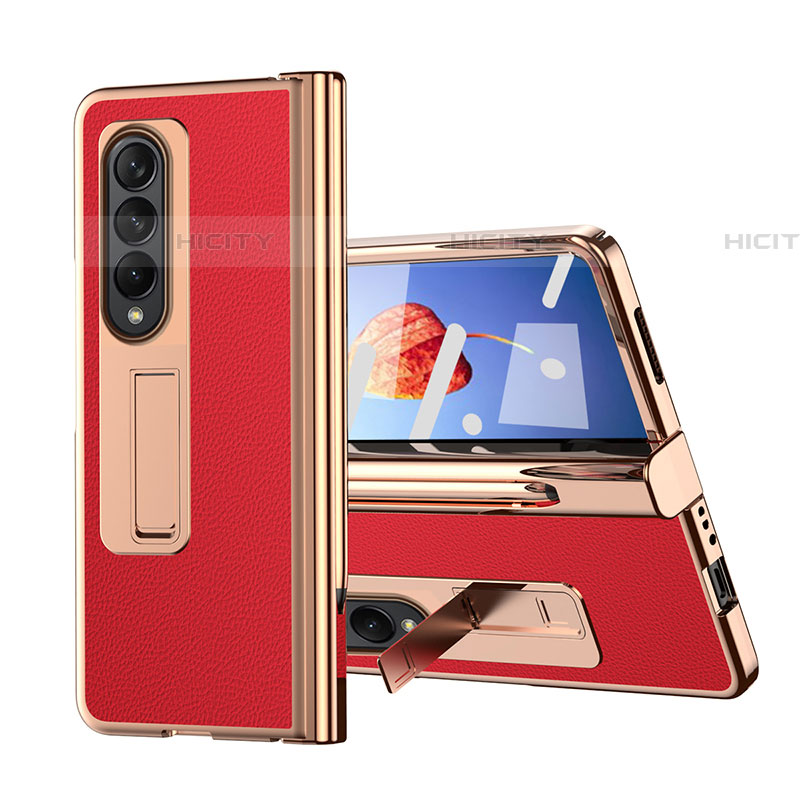 Funda Bumper Lujo Cuero y Plastico Mate Carcasa ZL6 para Samsung Galaxy Z Fold4 5G Rojo