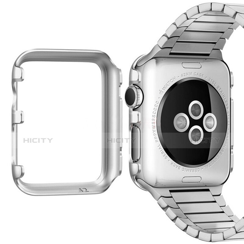 Funda Bumper Lujo Marco de Aluminio C01 para Apple iWatch 2 42mm Plata