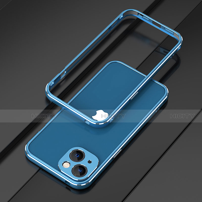 Funda Bumper Lujo Marco de Aluminio Carcasa A01 para Apple iPhone 13 Mini Azul