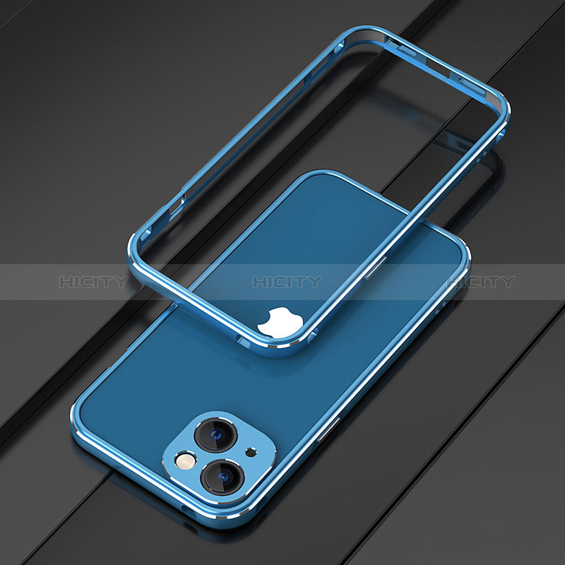 Funda Bumper Lujo Marco de Aluminio Carcasa A01 para Apple iPhone 15 Azul