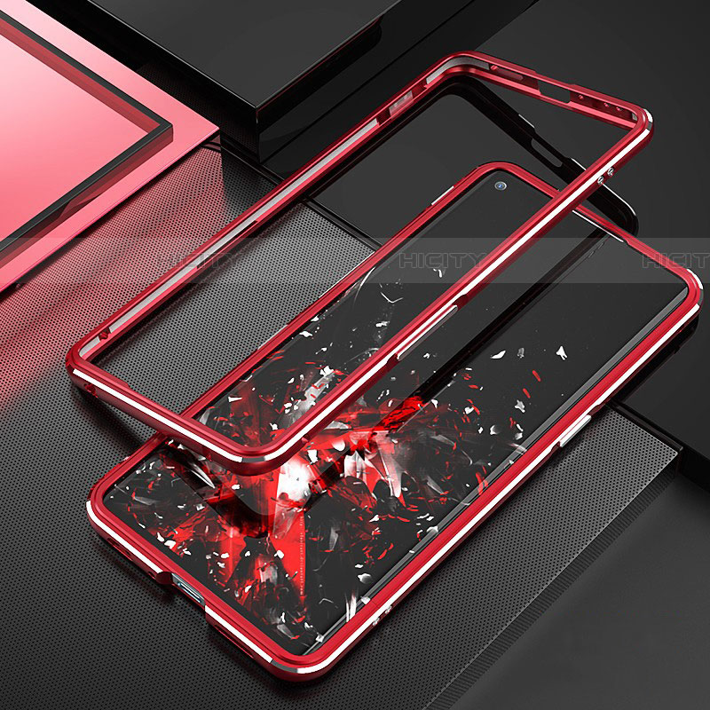 Funda Bumper Lujo Marco de Aluminio Carcasa A01 para Oppo Reno3 Pro Rojo