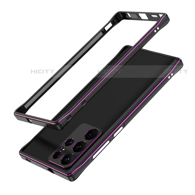 Funda Bumper Lujo Marco de Aluminio Carcasa A01 para Samsung Galaxy S22 Ultra 5G Morado