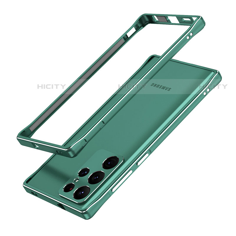 Funda Bumper Lujo Marco de Aluminio Carcasa A01 para Samsung Galaxy S22 Ultra 5G Verde