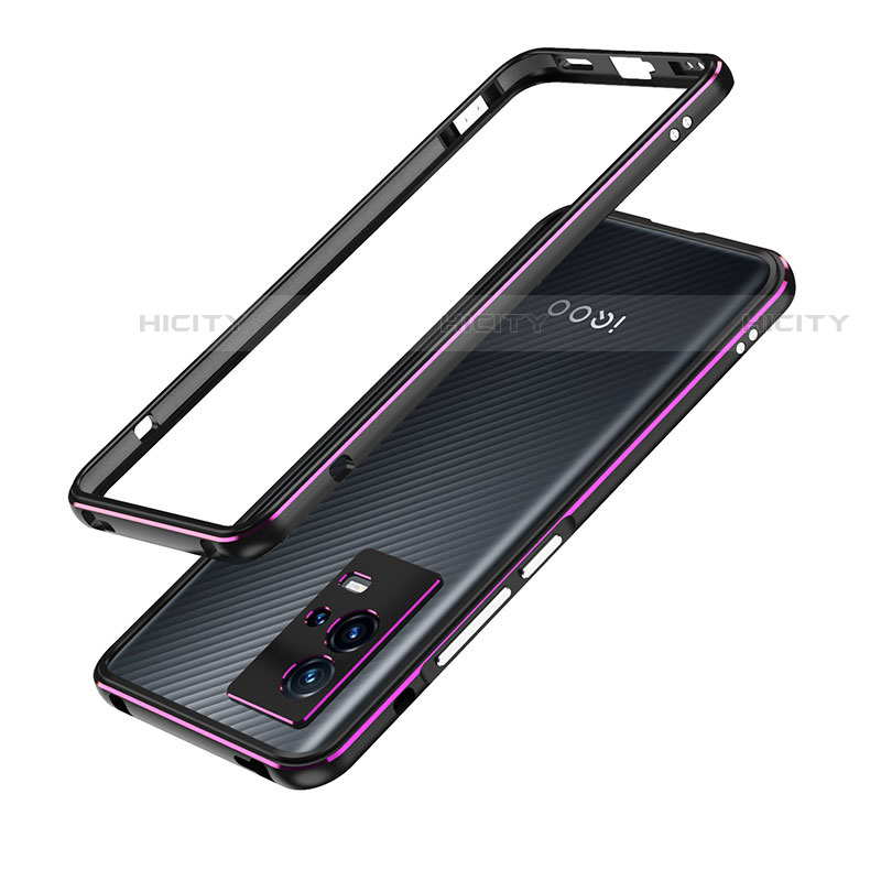 Funda Bumper Lujo Marco de Aluminio Carcasa A01 para Vivo iQOO 8 5G Morado