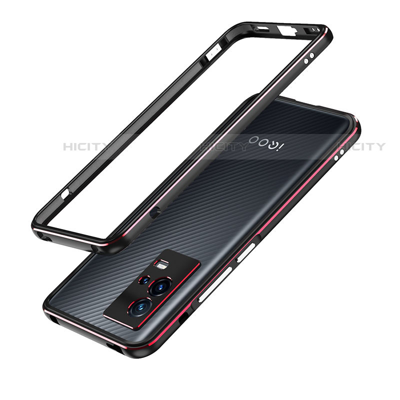 Funda Bumper Lujo Marco de Aluminio Carcasa A01 para Vivo iQOO 8 5G Rojo y Negro