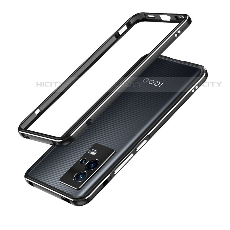 Funda Bumper Lujo Marco de Aluminio Carcasa A01 para Vivo iQOO 8 Pro 5G Plata y Negro