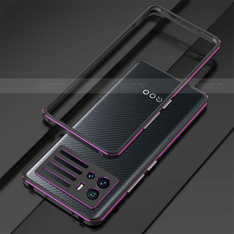 Funda Bumper Lujo Marco de Aluminio Carcasa A01 para Vivo iQOO 9 5G Morado