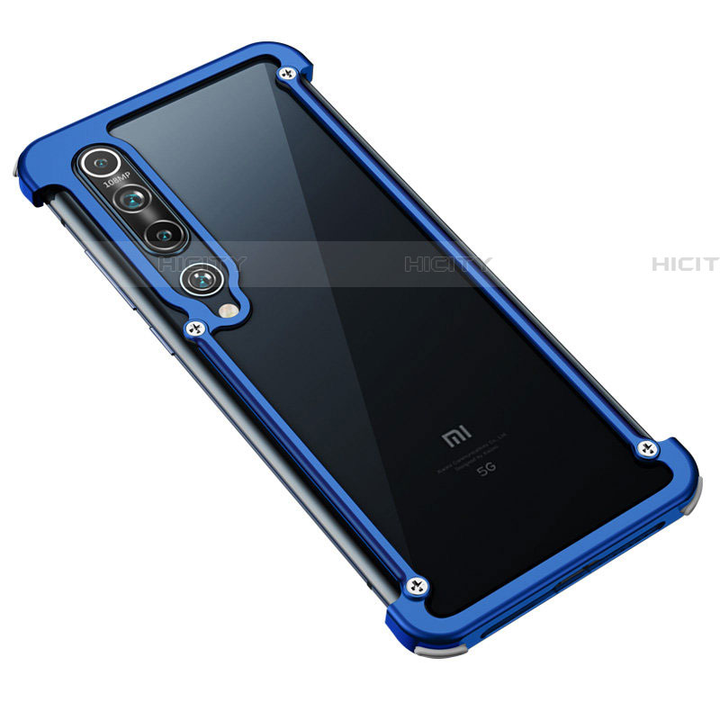 Funda Bumper Lujo Marco de Aluminio Carcasa A01 para Xiaomi Mi 10 Azul
