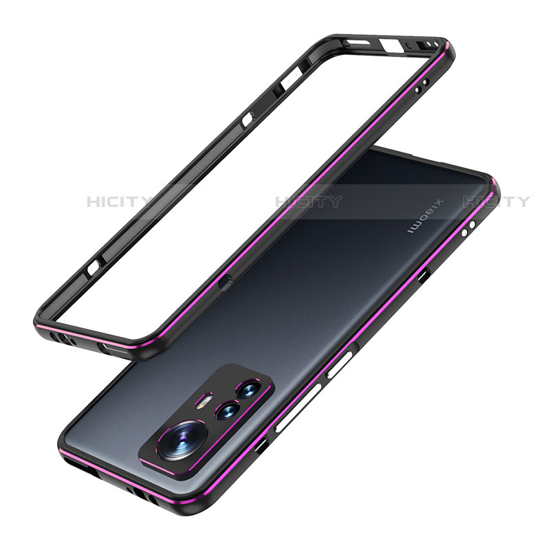 Funda Bumper Lujo Marco de Aluminio Carcasa A01 para Xiaomi Mi 12 Pro 5G Morado