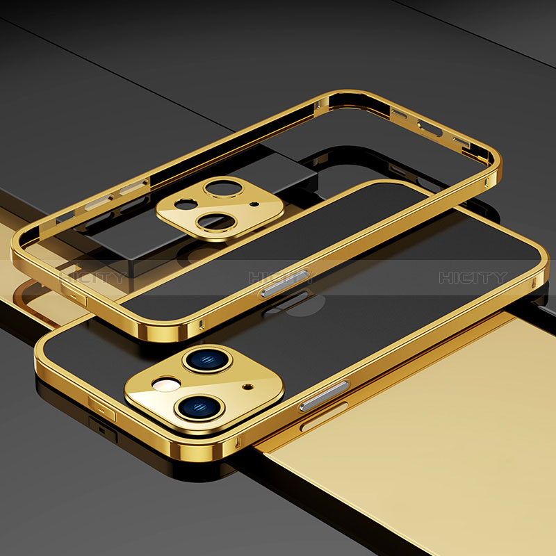 Funda Bumper Lujo Marco de Aluminio Carcasa A03 para Apple iPhone 15 Plus Oro