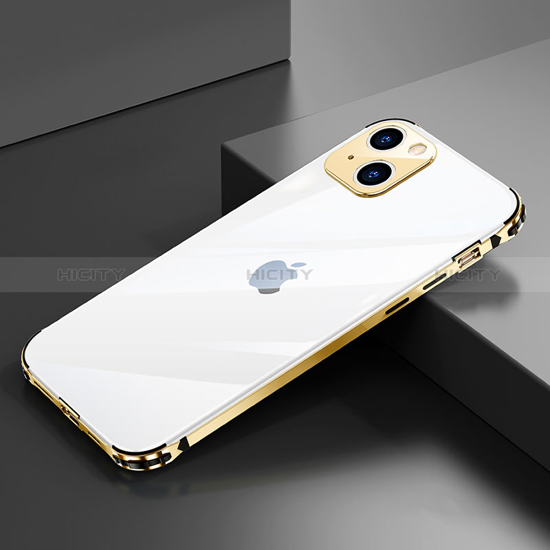 Funda Bumper Lujo Marco de Aluminio Carcasa A06 para Apple iPhone 15 Oro