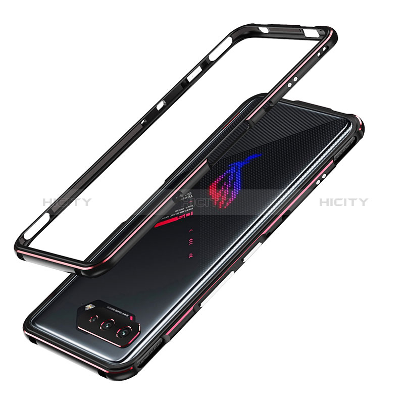 Funda Bumper Lujo Marco de Aluminio Carcasa JZ1 para Asus ROG Phone 5s Rojo y Negro