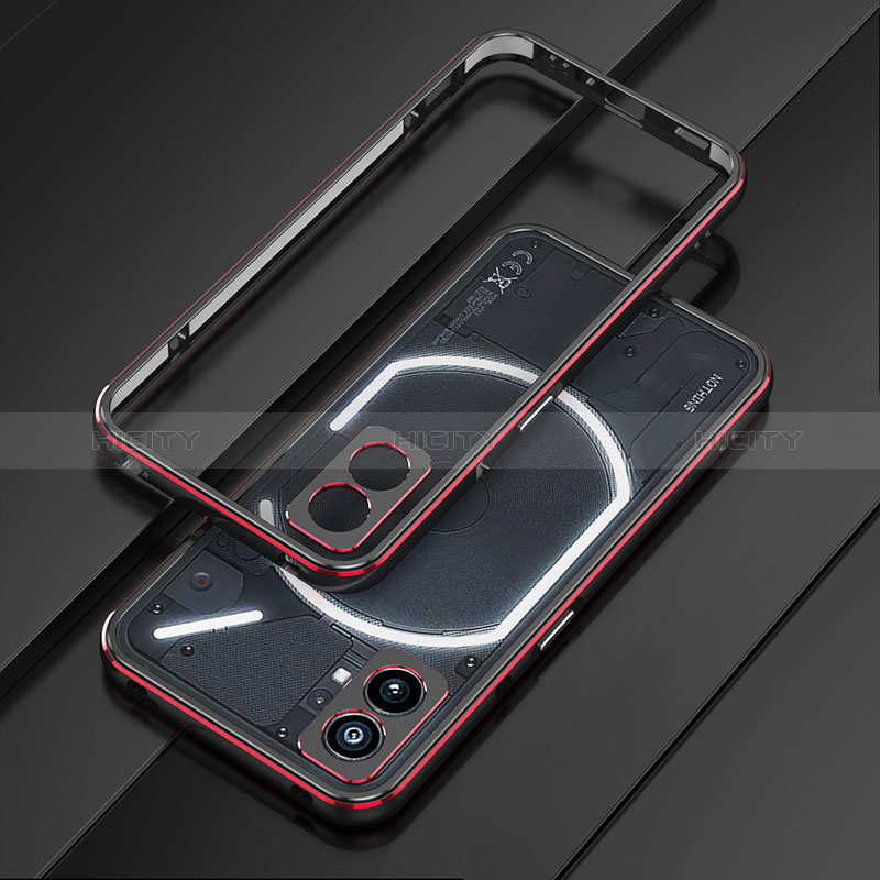 Funda Bumper Lujo Marco de Aluminio Carcasa JZ1 para Nothing Phone 2 Rojo y Negro