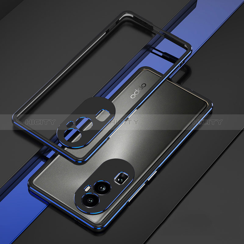 Funda Bumper Lujo Marco de Aluminio Carcasa JZ1 para Oppo Reno10 Pro+ Plus 5G Azul y Negro