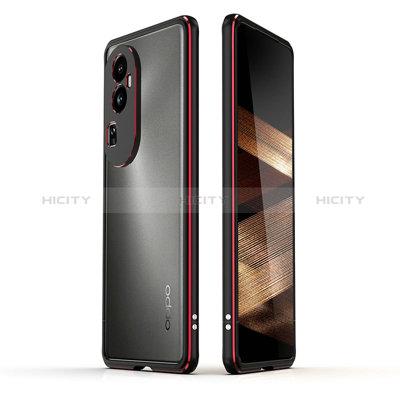 Funda Bumper Lujo Marco de Aluminio Carcasa JZ1 para Oppo Reno10 Pro+ Plus 5G Rojo y Negro