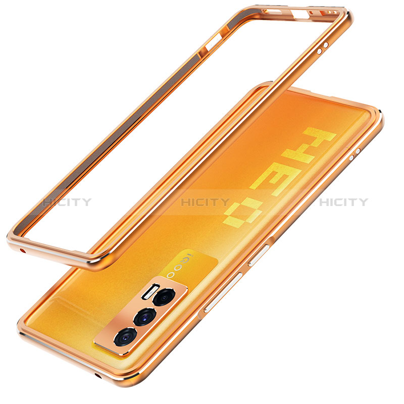 Funda Bumper Lujo Marco de Aluminio Carcasa JZ1 para Vivo iQOO 7 India 5G Naranja