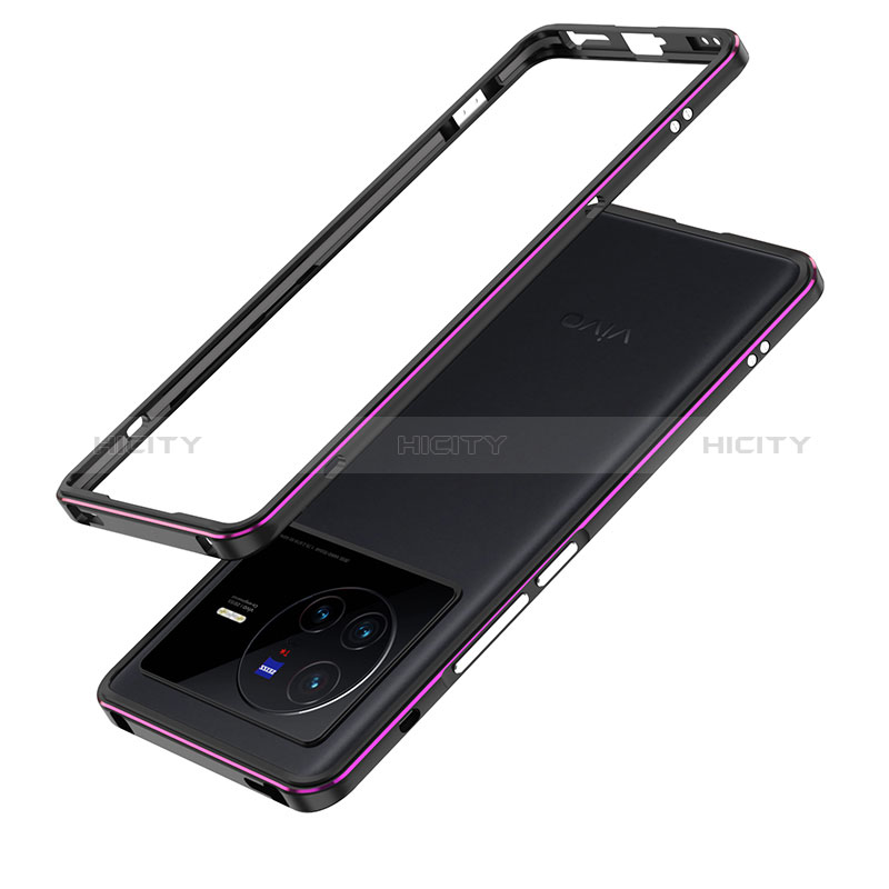 Funda Bumper Lujo Marco de Aluminio Carcasa JZ1 para Vivo X80 5G Morado