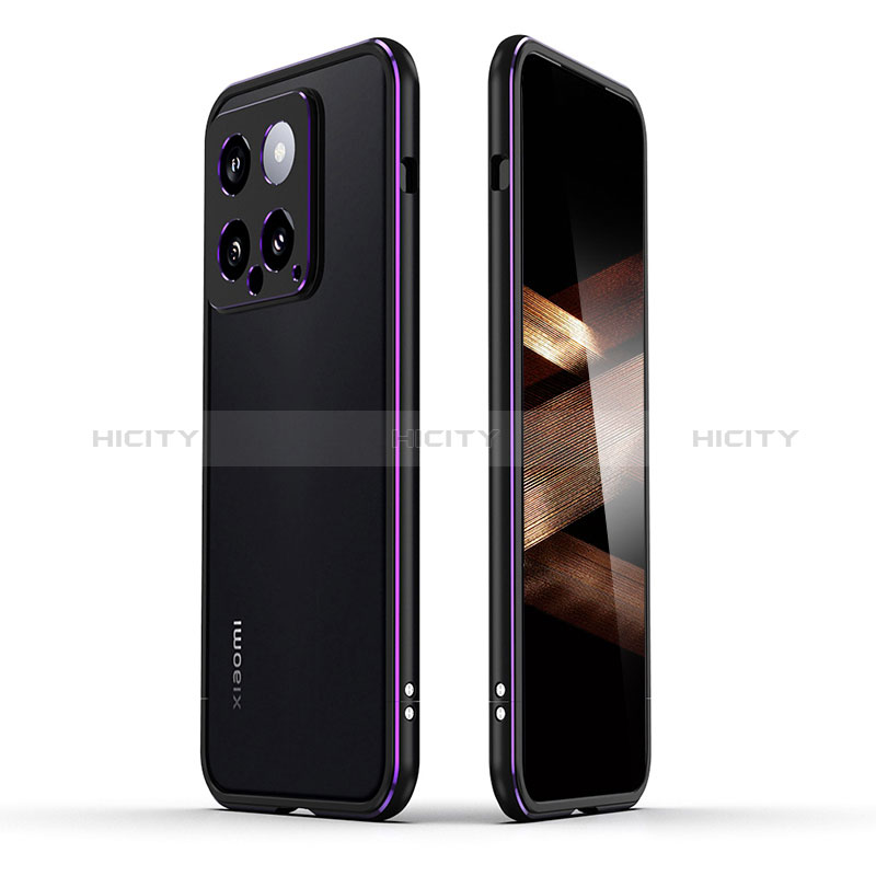 Funda Bumper Lujo Marco de Aluminio Carcasa JZ1 para Xiaomi Mi 14 5G Morado