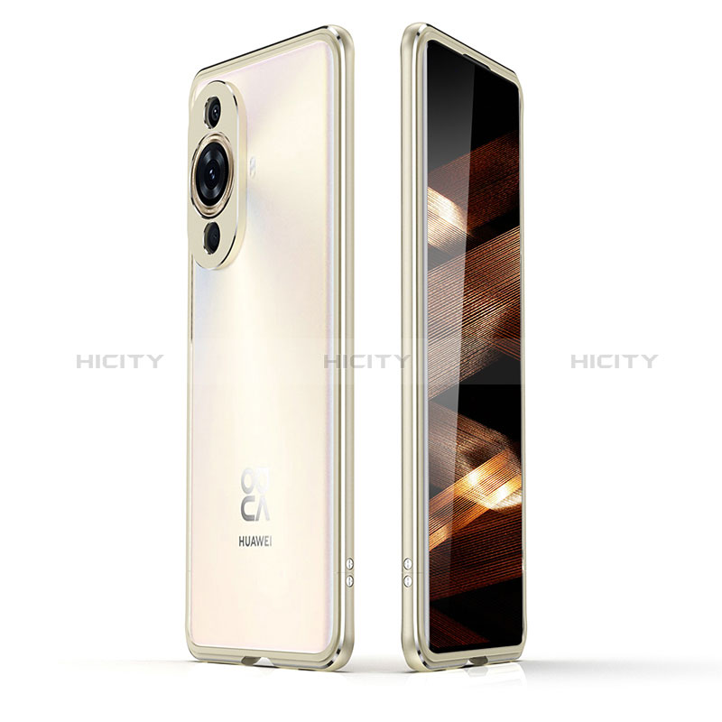 Funda Bumper Lujo Marco de Aluminio Carcasa JZ2 para Huawei Nova 11 Pro Oro