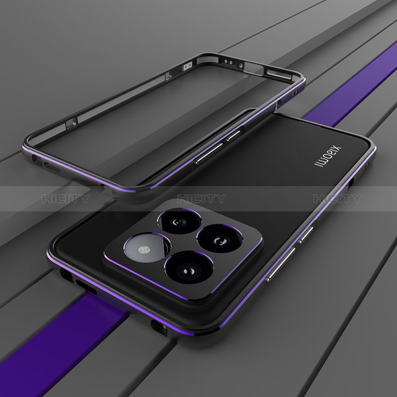 Funda Bumper Lujo Marco de Aluminio Carcasa JZ2 para Xiaomi Mi 14 Pro 5G Morado