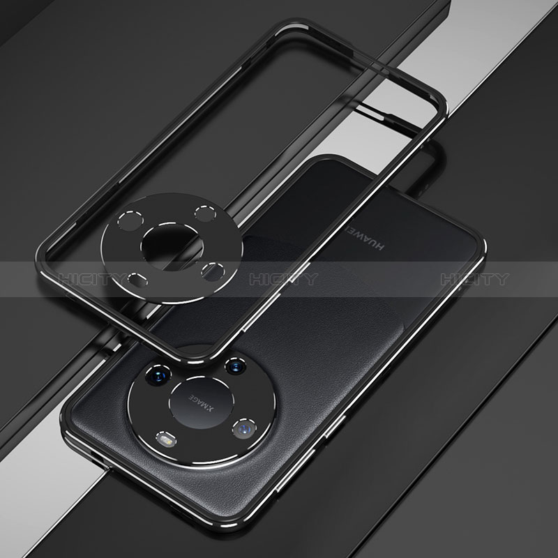 Funda Bumper Lujo Marco de Aluminio Carcasa JZ4 para Huawei Mate 60 Pro+ Plus Plata y Negro