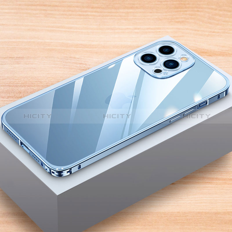 Funda Bumper Lujo Marco de Aluminio Carcasa LK1 para Apple iPhone 13 Pro Max Azul